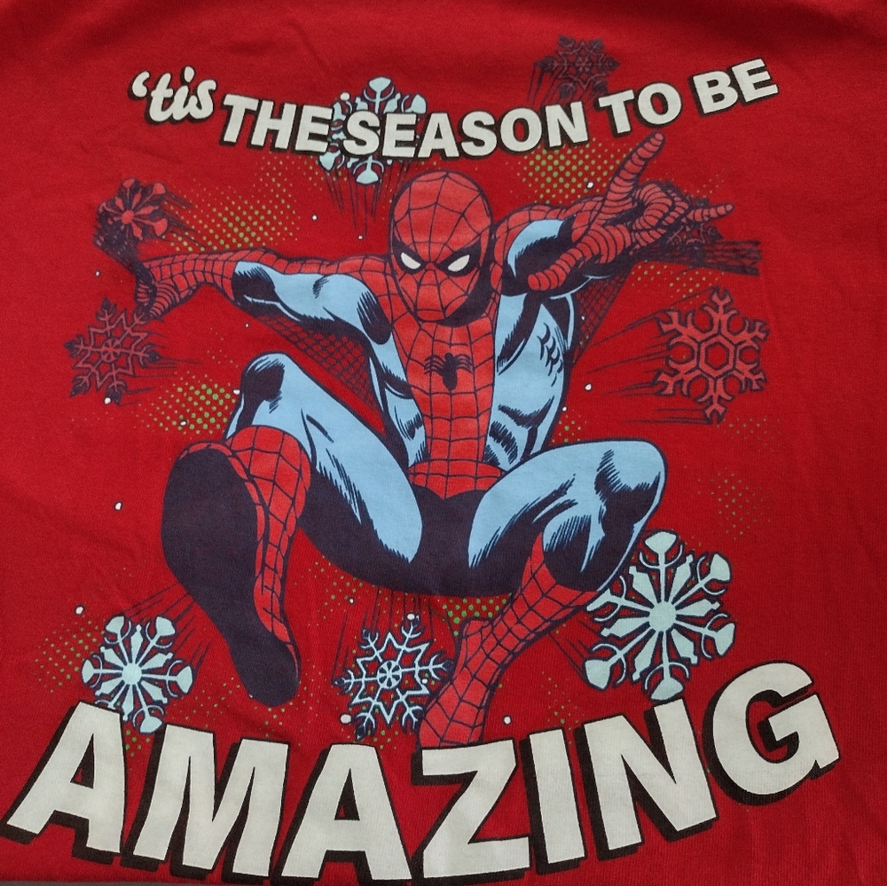 Men's Marvel Christmas Holiday Spiderman Tee Shirt SZ 2XL Season To Be Amazing